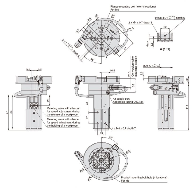 Tay gắp nam châm SMC cho Cobot Mitsubishi Electric mã MHM-X7400A-ASSISTA dòng MELFA ASSISTA