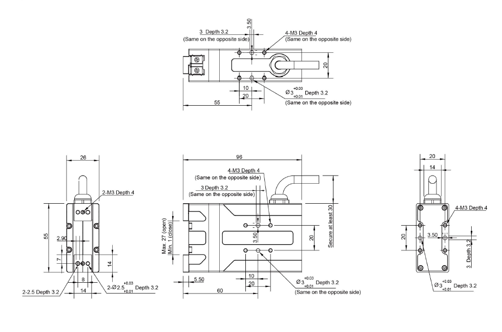 Bộ kẹp điện tử song song siêu gọn (Slim-type Parallel Gripper) mã PGE-5 của DH-ROBOTICS