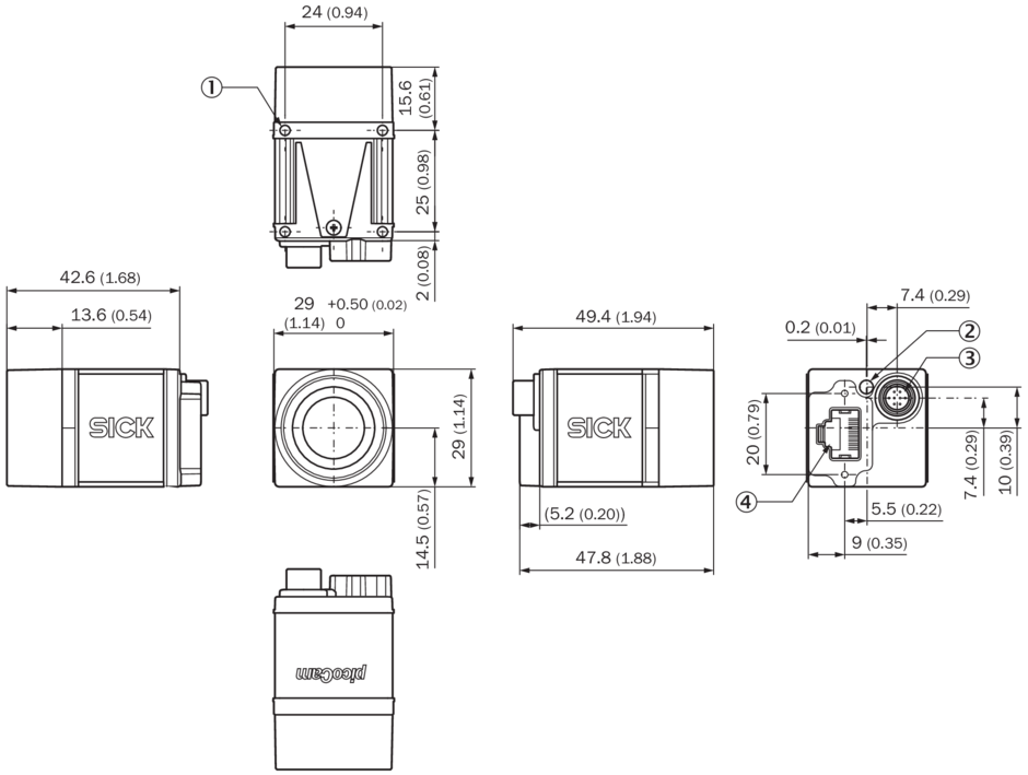 Camera thị giác máy 2D picoCam2 mã I2D303M-2RCA11